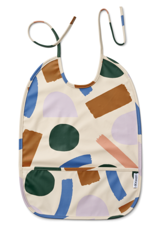 Śliniak obiadowy z kieszonką Liewood - PAINT STROKE / SANDY