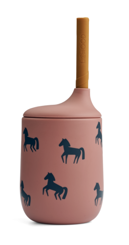 Silikonowy kubek niekapek Ellis Liewood - HORSES / DARK ROSETTA