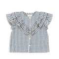 KS100330 - KIM FRILL SS SHIRT - CAPTAINS BLUE CHECK - Main.jpeg