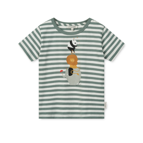 Koszulka Apia Liewood - CIRCUS / STRIPE PEPPERMINT / CREME DE LA CREME