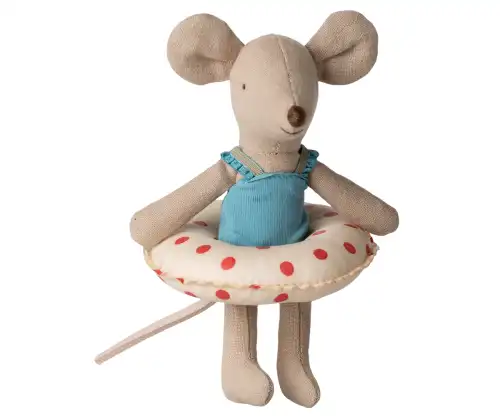 Myszka plażowa z kołem, Młodsza Siostra, Maileg - Red dots