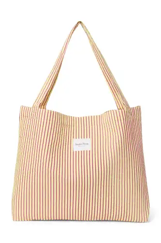 Bawełniana torba Mom Bag Poplin Striped, Studio Noos - Butter Yellow