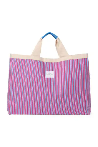 Plażowa torba Poplin Striped, Studio Noos -Raspberry