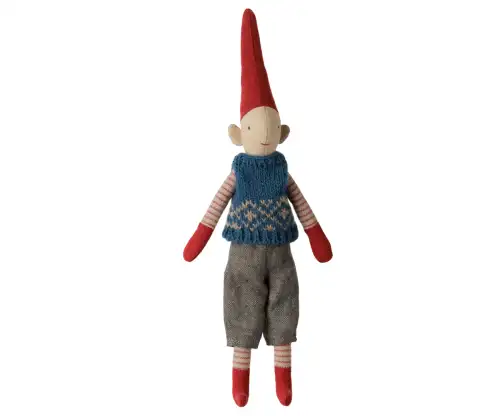 Pixy Boy 26cm size 1, Maileg - Blue knitted vest