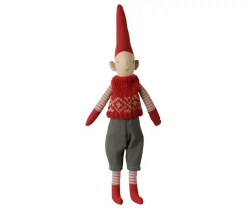 Pixy Boy 26cm size 1, Maileg - Red knitted vest