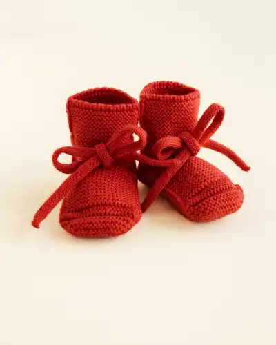 Buciki z wełny merino Hvid - Red / 0-9M  