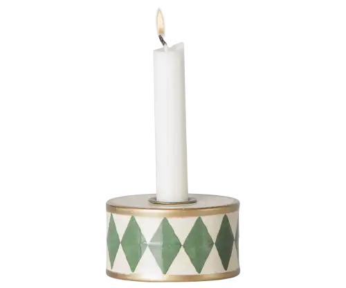 Świecznik bębenek Maileg - Green/Off white