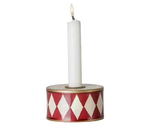 Świecznik bębenek Maileg - Off white/Red