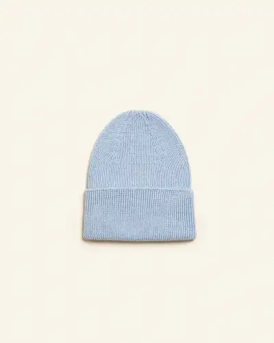 Czapka Fonzie NEWBORN z wełny merino HVID - Sky