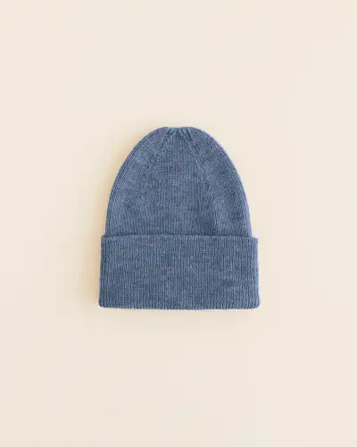 Czapka Fonzie NEWBORN z wełny merino HVID - Denim
