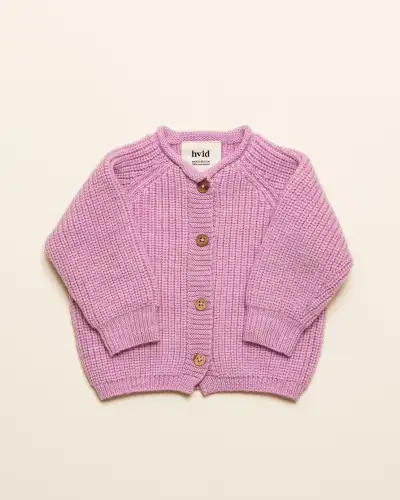 Kardigan Inga z wełny merino Hvid - Cotton candy