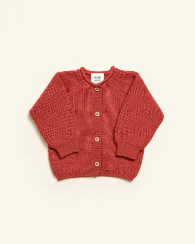 Kardigan Inga z wełny merino Hvid - Red
