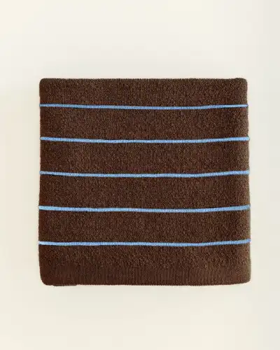 Koc Harry z wełny merino HVID - Dark brown / Light blue