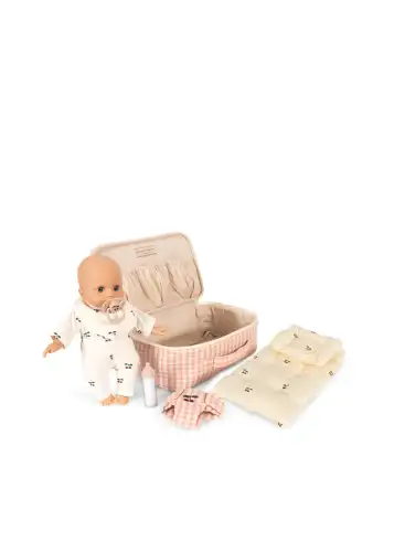 Lalka w walizce z akcesoriami  Konges Sloejd - PINK CHECK