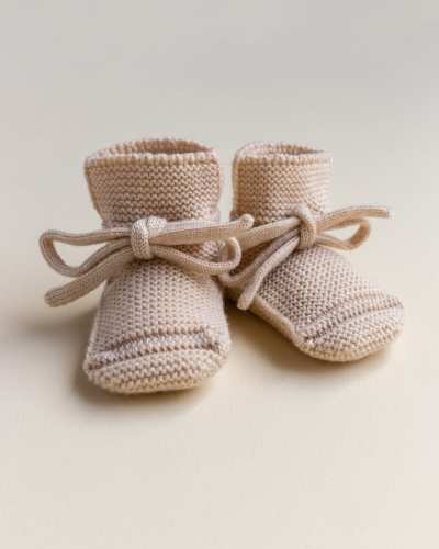 Buciki z wełny merino Hvid - Oat / 9-15 M  